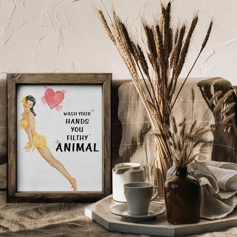 Posterizer 1 pcs-Pin-up Style decor-wash your hands-Inspirational Women's Art-Comedy Art-Bathroom, restroom Decor- UNFRAMED Wall Art...